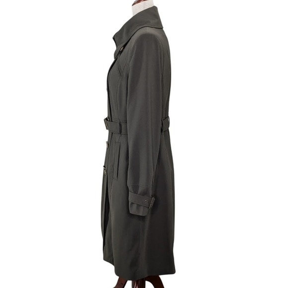 Vintage Green Military Trench‎ Coat Kristen Blake Studio Collection Belted M - Picture 5 of 7
